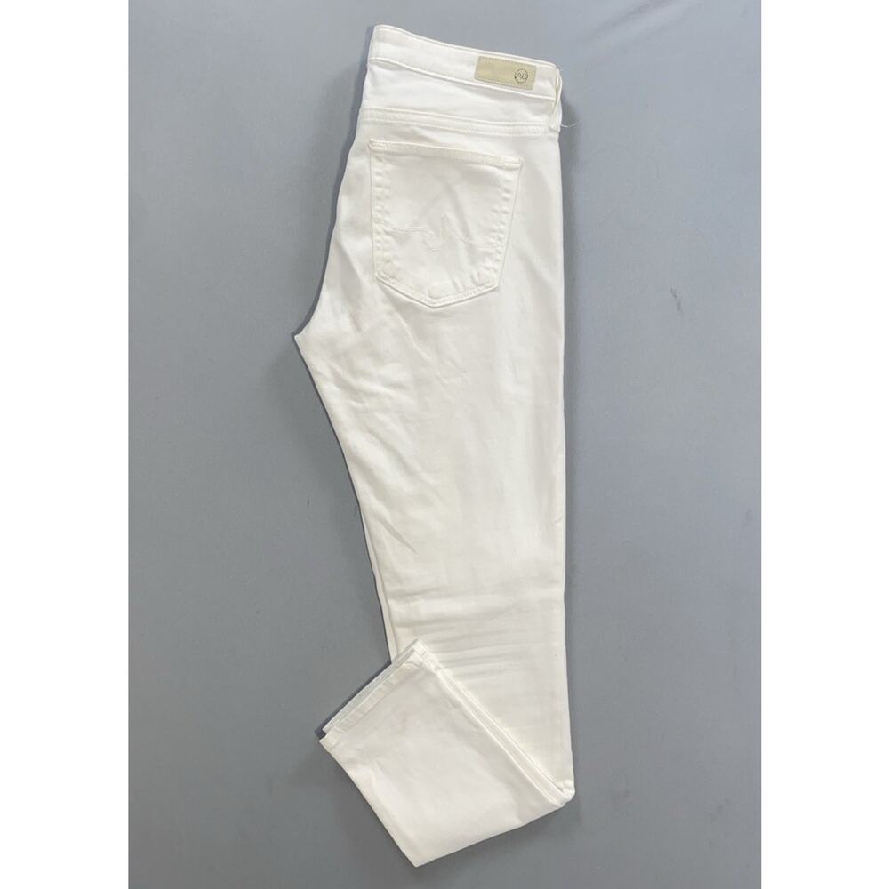 AG The Abbey Ankle Mid-Rise Super Skinny Soft Sateen Jeans. White, Women's 27R